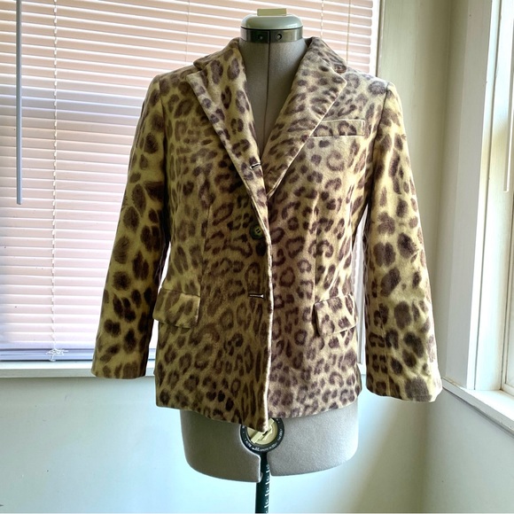 TALBOTS Women’s Cheetah Print Brown Cream Blazer Lined Animal Print Size S - Picture 9 of 9
